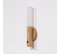 FIRST4MAGNETS MagLight Applique murale magnétique avec capteur PIR en bois sans fil rechargeable par USB pour chambre à coucher, bureau, bureau, salon, couloir - Cire blanche