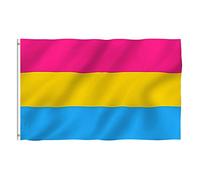 Firulab Drapeau pansexuel 3x5 FT | Drapeau de la fierté Bannière de la fierté de la pansexualité | Double Couture Rouge Vif, Jaune, Bleu, Drapeaux LGBT série de Drapeaux Arc-en