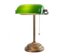 FIRVRE Lampe de Bureau Vintage, Lampe de Banquier Vert, Lumiere Bureau avec Interrupteur à Chaîne, E27, pour Bureau et Salle de Travail