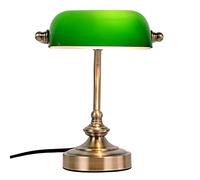 FIRVRE verre banquier lampe de bureau finition bronze base G9 plug in lampe de table vintage pour bureau bibliothèque étude bureau chambre à coucher