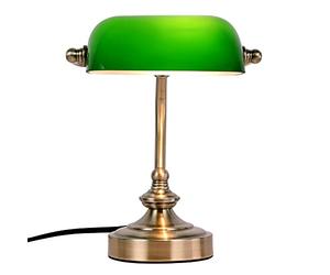 FIRVRE verre banquier lampe de bureau finition bronze base G9 plug in lampe de table vintage pour bureau bibliothèque étude bureau chambre à coucher