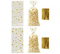 FIRZOM 100 Sachets Bonbons, Petits Sachets Transparents à Étoiles, Sacs Cellophane Pré-fermés pour Fêtes & Anniversaires, Idéal pour Mettre en Valeur Confiseries