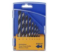 Fisch 01200008K Lot de 8 forets hélicoïdaux à bois standard dans une boîte en plastique, 0 V, multicolore, 3-10 mm