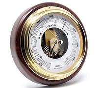 Fischer 1434B-22, baromètre d'intérieur, Bois véritable, diamètre 170 mm | manomètre avec nussbaumfarbenem boîtier teinté, Made in Germany