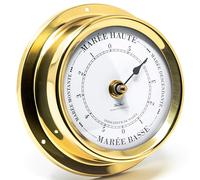 Fischer 1508TD-45-100 Horloge de marée Maritime 125mm - mécanique, Cadran Blanc, boîtier en Laiton - Made in Germany