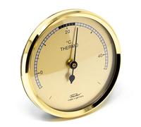Fischer 151MS - Thermomètre d'ambiance - Thermomètre bimétallique de 68 mm - Boîtier en plastique couleur laiton - Lunette en laiton - Fabriqué en Allemagne