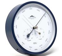 Fischer 1602-15 Station météo Baromètre avec thermomètre et hygromètre, boîtier en acier inoxydable, édition islandaise bleu acier