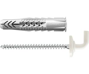 Fischer 25x chevilles universelles UX 8X50 WH N avec bord et crochet coudé revêtues de nylon - 94413