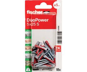 Fischer 534996 DuoPower 5 x 25 S K NV Set de chevilles 25 mm 5 mm 1 set