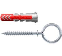 fischer 535226 fischer cheville duoPOWER 6x30 avec crochet à oeillet gris clair/rouge