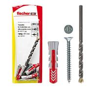 Fischer 537637 cheville avec vis et 1 foret dUOPOWER, gris/rouge, 8 x 40 mm, Set de 6 pièces