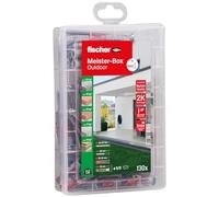 Fischer Boîte d'assortiment Meister-Box Outdoor 130 pièces – vis inox, Duopower et Duoseal