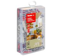 Fischer 563577 ProfiBox A2 Lot de 128 crochets de fixation DuoPower pour fixation dans de nombreux matériaux de construction Blanc