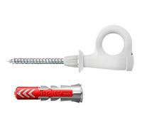 fischer 564172 Loop, Lot de 25 vis à œillets et DuoPower, vis pour panneaux d'aggloméré avec crochets, crochets à vis flexibles pour montage dans de nombreux matériaux de construction EasyHook, blanc,