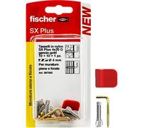 Fischer Crochet carré en laiton 5675555 - Lot 10 avec chevilles 4 mm et clip de fixation