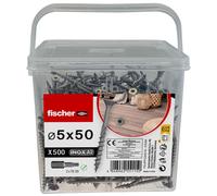 fischer 576393 OFFRE SPÉCIALE : vis pour terrasse fischer 576393 5 mm x 50 mm, 500 pièces + 2 embouts en acier inoxydable TX 20 OFFERTS
