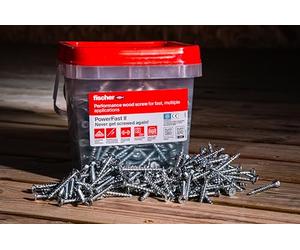 fischer 576971 FPF Power-Fast II Lot de 800 vis à bois pour panneaux d'aggloméré, tête fraisée avec cruciforme, entièrement filetée, passivé bleu, 4,0 x 50 mm