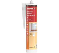 Fischer 9376 SNF 310 TM - Silicone neutre en silicone à faible module, élastique pour installation de serrages, fenêtres, portes, joints, tête de mort