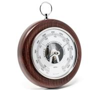 Fischer Baromètre 1366RS-22 - 140 mm - Avec boîtier en bois véritable teinté - Couleur acajou - Fabriqué en Allemagne