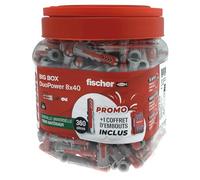 fischer - BigBox de 360 Chevilles Tous matériaux DuoPower 8x40 + 1 Coffret d'embouts Offert
