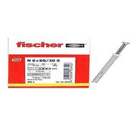 fischer - Cheville à frapper N 6 x 60/30 S à collerette fraisée et clou en acier électrozingué/Boîte de 50