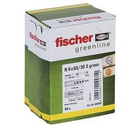 fischer - Cheville à frapper N GREEN 6x60/30 avec vis, fabriquée à base de matières premières renouvelables/Boîte de 45