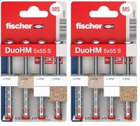 fischer - Cheville Bi-Matière DuoHM 5 x 55 pour Corps Creux, avec Vis à Tête Cylindrique, Empreinte PZ - Blister de 4 (Lot de 2)
