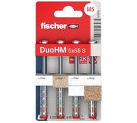Fischer Cheville pour corps creux DuoHM 5x55 bi-matière, vis TX tête cylindrique 4 pcs
