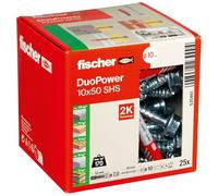 fischer - Cheville bi-matière et multi-matériaux DUOPOWER 10x50 avec vis/Boîte de 25