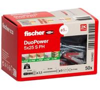 Fischer Befestigungssysteme Chevilles Duopower PH bi-matière avec vis - Boîte de 50