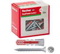 fischer - Cheville bi-matière et Multi-matériaux DuoPower 6 x 30 + vis/Boîte de 50