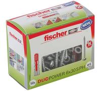 fischer - Cheville bi-matière et multi-matériaux DUOPOWER 6X30 avec vis à tête bombée/Boîte de 50 535463