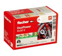 fischer - Cheville bi-matière et multi-matériaux DUOPOWER 6x30 avec vis/Boîte de 50
