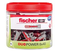 fischer - Cheville bi-matière et tous matériaux DuoPower 8x40 / RoundBox de 80 chevilles Gris et Rouge 535982