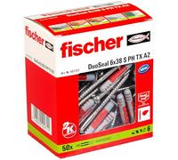 Fischer Cheville étanche DuoSeal à collerette avec vis inox 6 x 38 mm - Boîte de 50