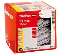 Fischer Cheville SX-PLUS 10x50 nylon à expansion avec collerette Boîte de 50 - Gris