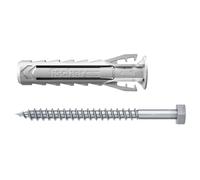 fischer - Cheville nylon à expansion SX Plus 12x60 avec collerette et vis, tous matériaux/Blister de 3