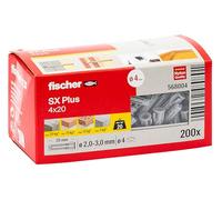 fischer - Cheville nylon à expansion SX Plus 4x20 avec collerette, tous matériaux/Boite de 200