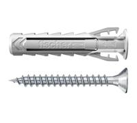fischer - Cheville nylon à expansion SX Plus 5x25 avec collerette et vis, tous matériaux/Blister de 25