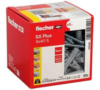fischer - Cheville nylon à expansion SX Plus 8x40 avec collerette et vis, tous matériaux/Boite de 50