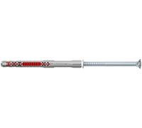 fischer - Cheville rallongée DuoXpand 8x120 avec vis à tête fraisée en acier électrozingué/Boite de 50 Gris/Rouge