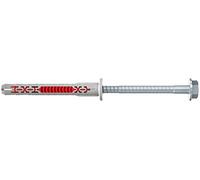 fischer - Cheville rallongée DuoXpand 8x80 avec vis à tête hexagonale en acier électrozingué/Boite de 50 Gris/Rouge
