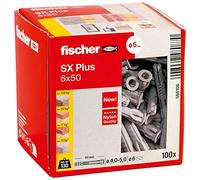 fischer - Cheville rallongée en nylon SX Plus 6x50 pour profondeur d'ancrage supérieure, tous matériaux/Boite de 100