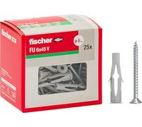 Fischer Chevilles universelles FU 6 x 45 V Y avec vis pour la fixation de lustres, armoires, étagères sur béton et brique pleine