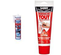 fischer - Ciment Express gris prêt à l'emploi - 1 cartouche de 310ml & Sader Rebouche Tout - Enduit de Rebouchage Intérieur Prêt à l’Emploi - Tous Supports - Rebouchage et Égalisation