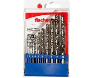 fischer - Coffret plastique de 10 mèches en acier HSS-G Ø1-10 x 1,0 mm / 1 coffret