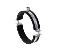 FISCHER Collier de serrage pour tube massif FRSM 250 M10/M12 Noir Double, Écrou de raccordement avec filetage combiné M12/M16, Insonorisation, Anti-perte de vis, 10C (Envase de 10 ud.)