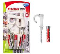 fischer - Crochet EasyHook rond avec cheville DuoPower 8x40 pour suspensions et charges élevées/Paquet de 4