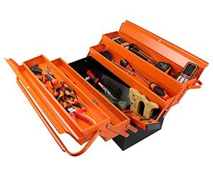 Fischer Darex - Caisse à outils métal -corps en acier rigide - Charge utile 31kg -Charnières acier- 5 compartiments