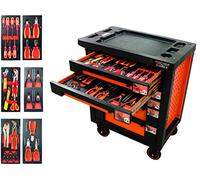 Fischer Darex - Servante d'atelier verrouillable, 6 tiroirs équipés 29 outils composition électricien